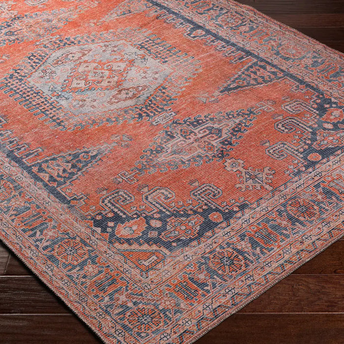 BLAIRE Machine Washable Traditionnal Boho Burnt Orange Rug