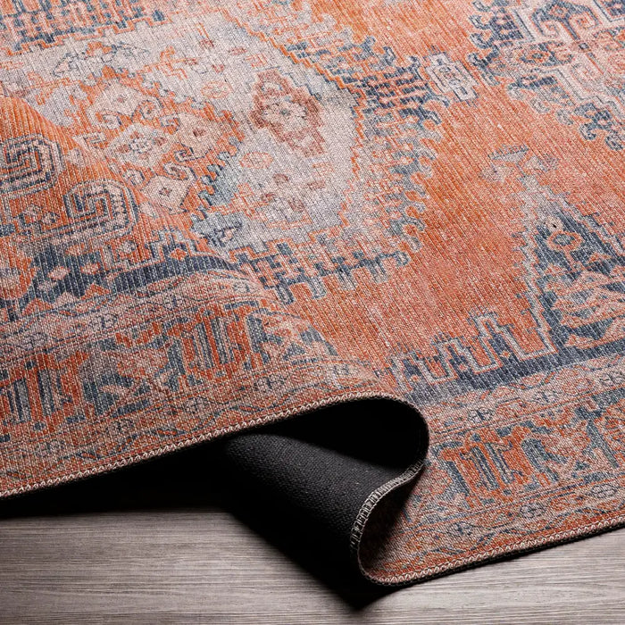BLAIRE Machine Washable Traditionnal Boho Burnt Orange Rug
