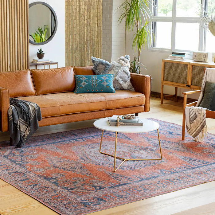 BLAIRE Machine Washable Traditionnal Boho Burnt Orange Rug