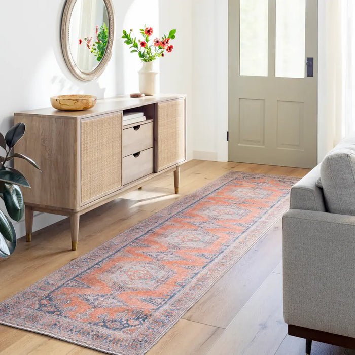 BLAIRE Machine Washable Traditionnal Boho Burnt Orange Rug
