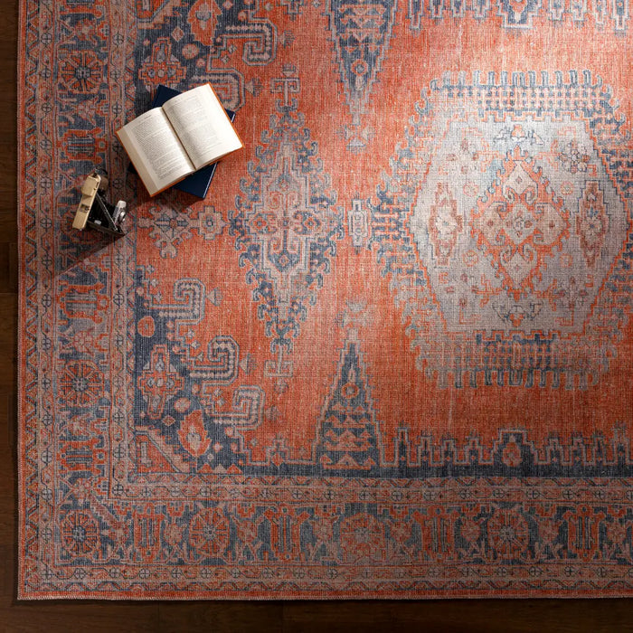BLAIRE Machine Washable Traditionnal Boho Burnt Orange Rug