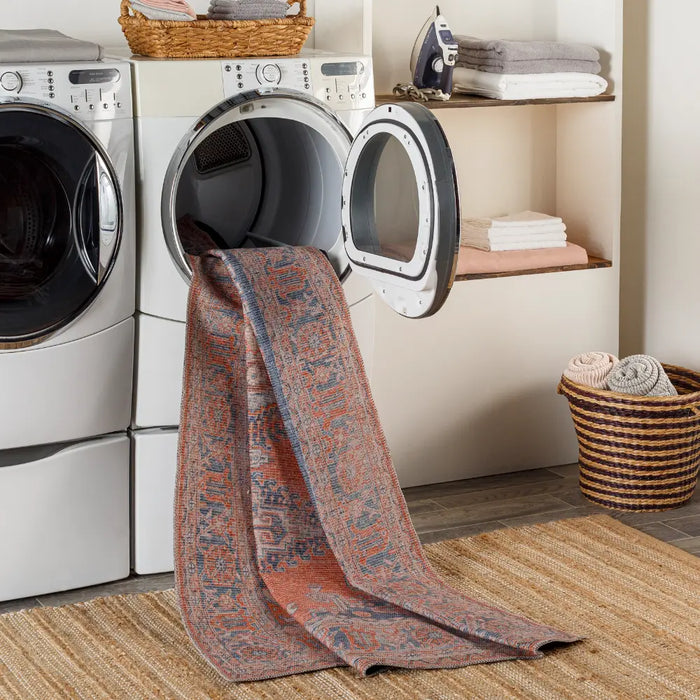 BLAIRE Machine Washable Traditionnal Boho Burnt Orange Rug