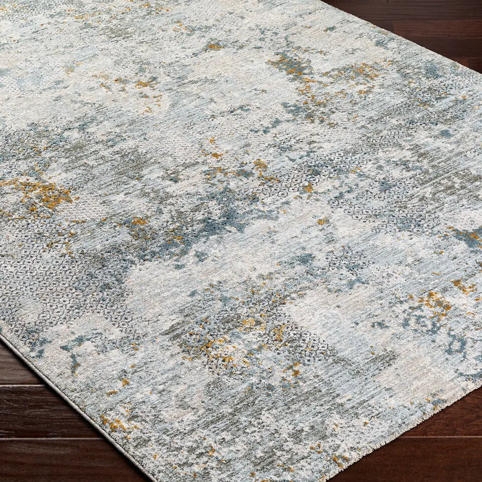 Dresden Vintage Green Grey Blue Yellow Traditional Boho Fringe Living Dining Bedroom Rug DRE2302