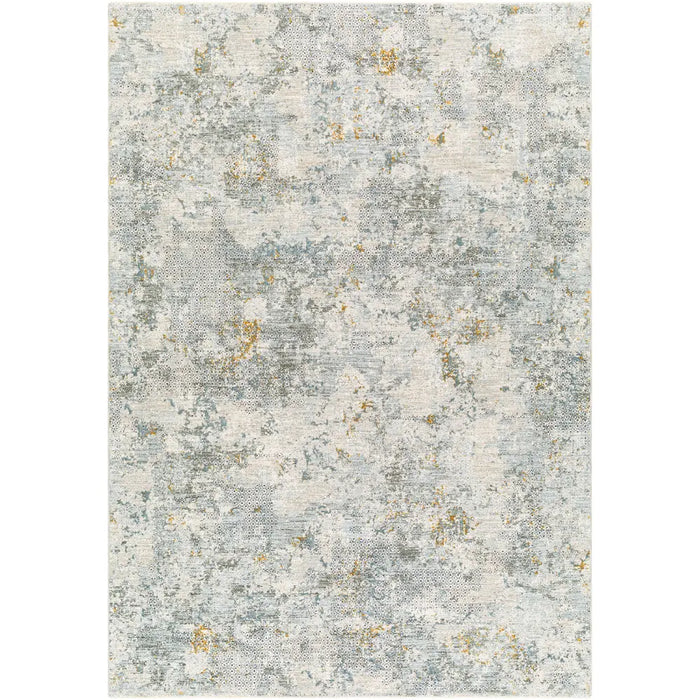 Dresden Vintage Green Grey Blue Yellow Traditional Boho Fringe Living Dining Bedroom Rug DRE2302