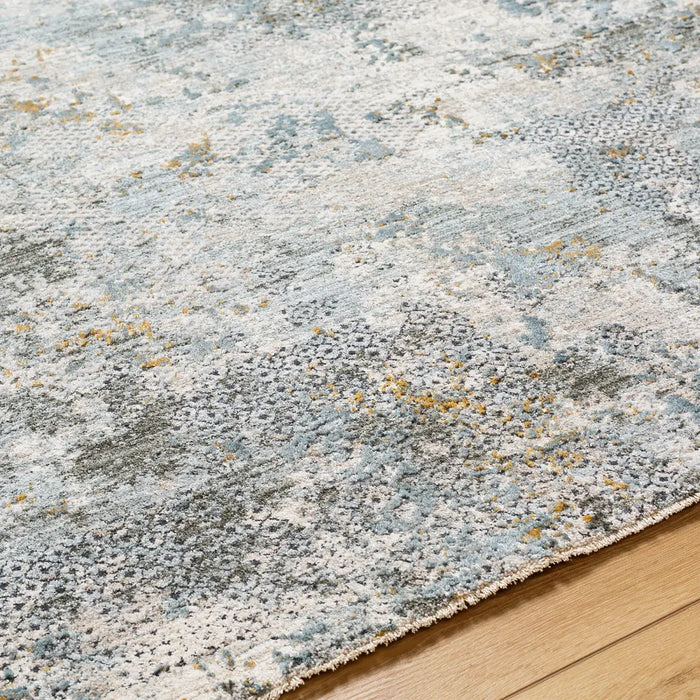 Dresden Vintage Green Grey Blue Yellow Traditional Boho Fringe Living Dining Bedroom Rug DRE2302
