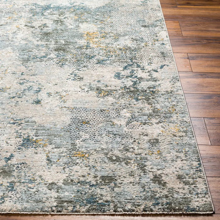 Dresden Vintage Green Grey Blue Yellow Traditional Boho Fringe Living Dining Bedroom Rug DRE2302