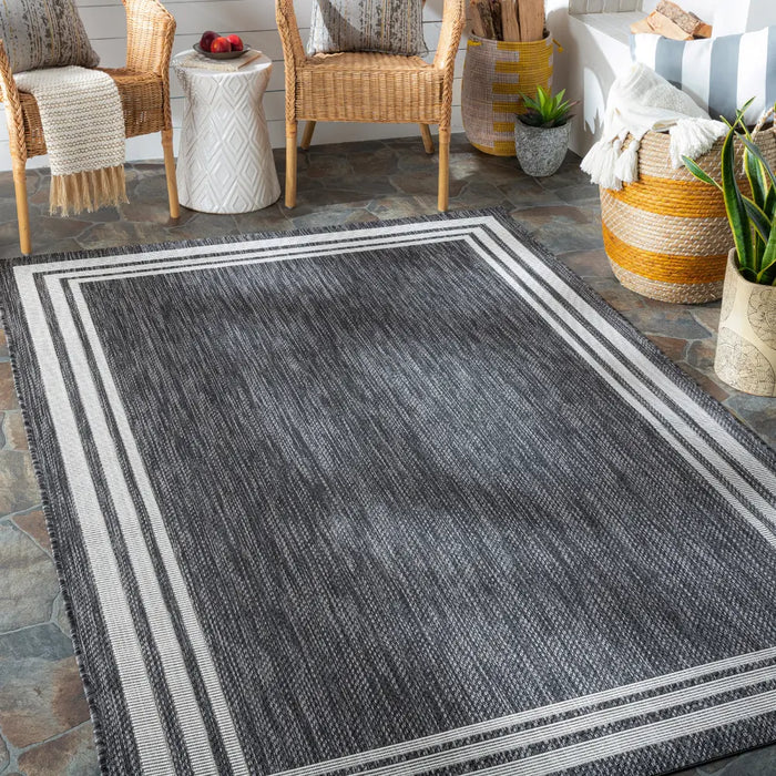 AKRITI In- & Outdoor Traditional Boho Dark Grey Rug