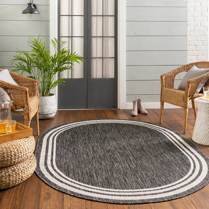 AKRITI In- & Outdoor Traditional Boho Dark Grey Rug