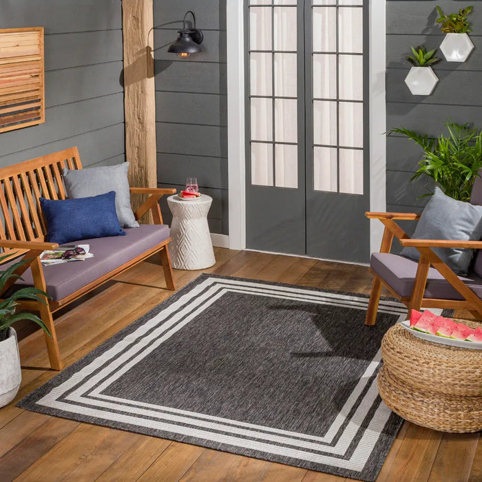 AKRITI In- & Outdoor Traditional Boho Dark Grey Rug