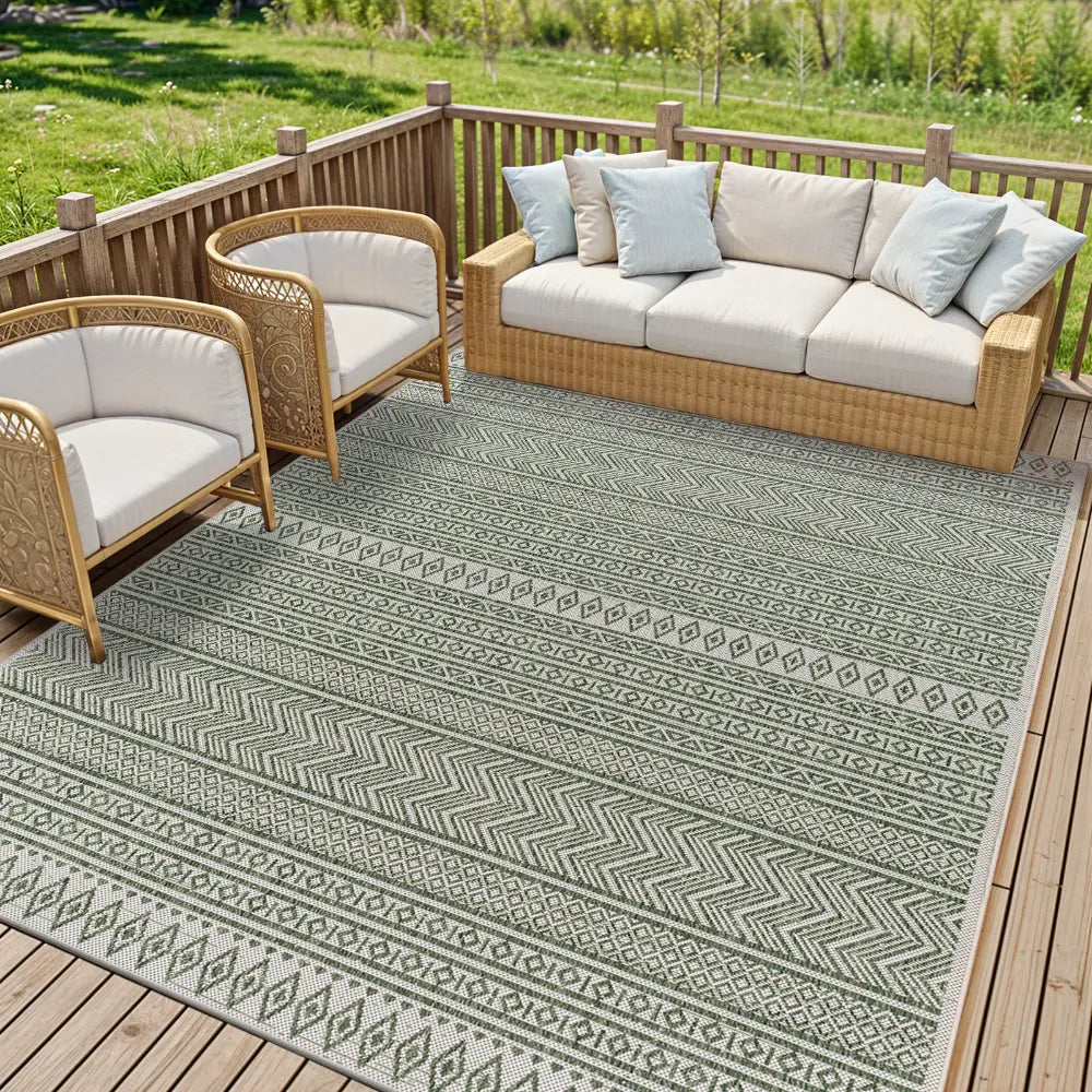 MIMI In- & Outdoor Global Olive Green/Beige Rug Green Rug — RugsDirect ...