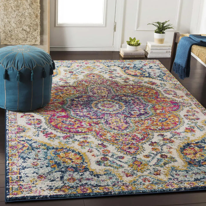 JULIA Vintage Traditional Oriental Boho Pink/Saffron Rug