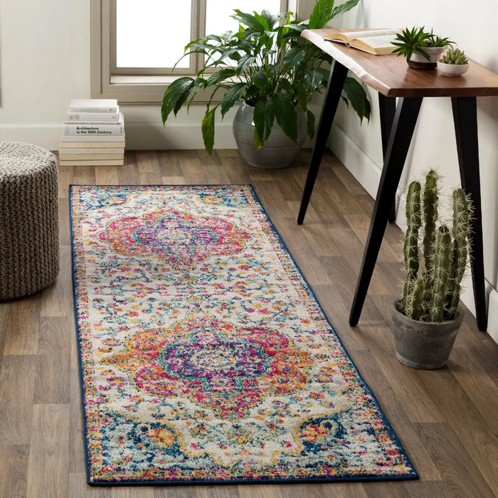 JULIA Vintage Traditional Oriental Boho Pink/Saffron Rug