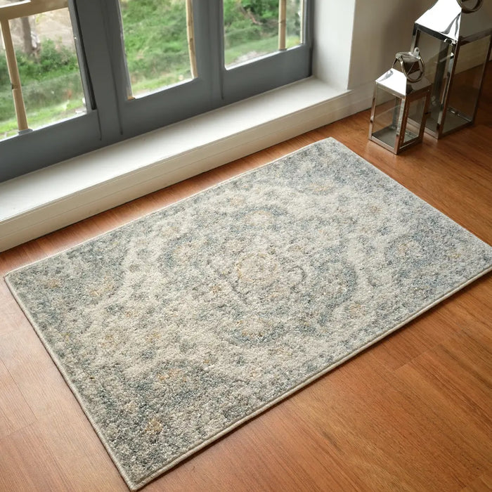 JULIA Vintage Traditional Oriental Boho Light Grey Rug