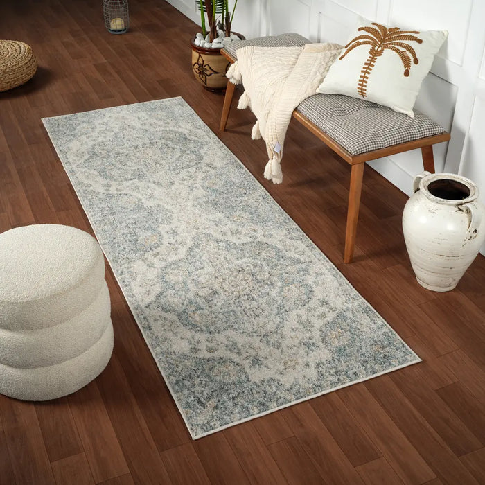 JULIA Vintage Traditional Oriental Boho Light Grey Rug