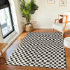 IRINA Scandi Modern High Pile Black/Ivory Checkered Rug