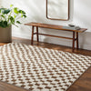 IRINA Scandi Modern High Pile Ivory/Brown Checkered Rug