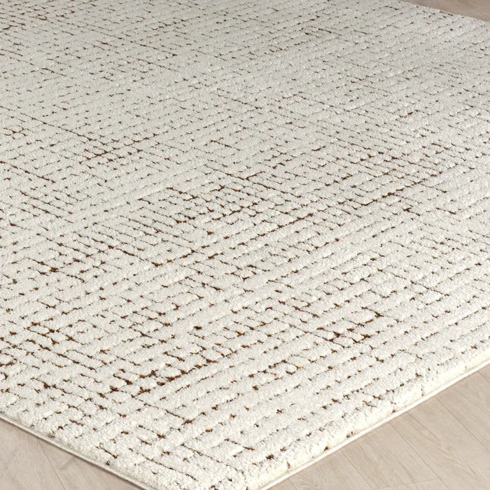 AMANDINE Scandi Modern High Pile Ivory/Brown Rug