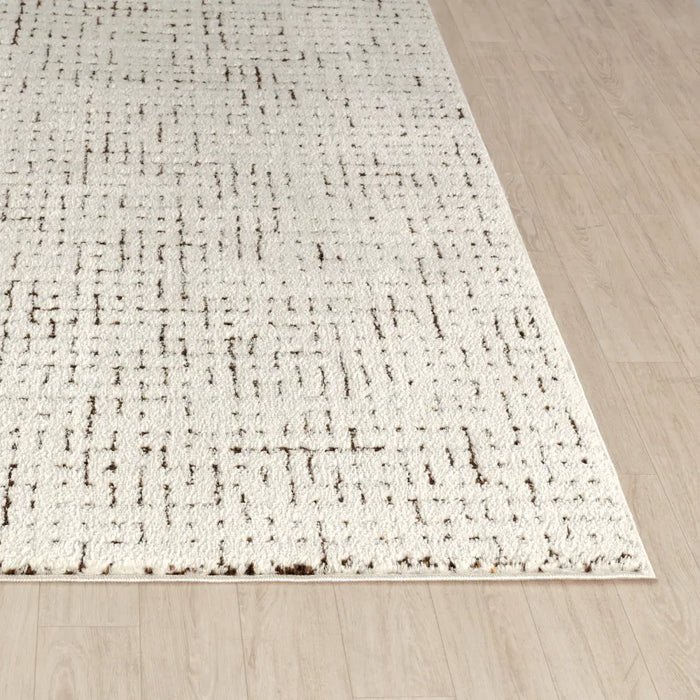 AMANDINE Scandi Modern High Pile Ivory/Brown Rug