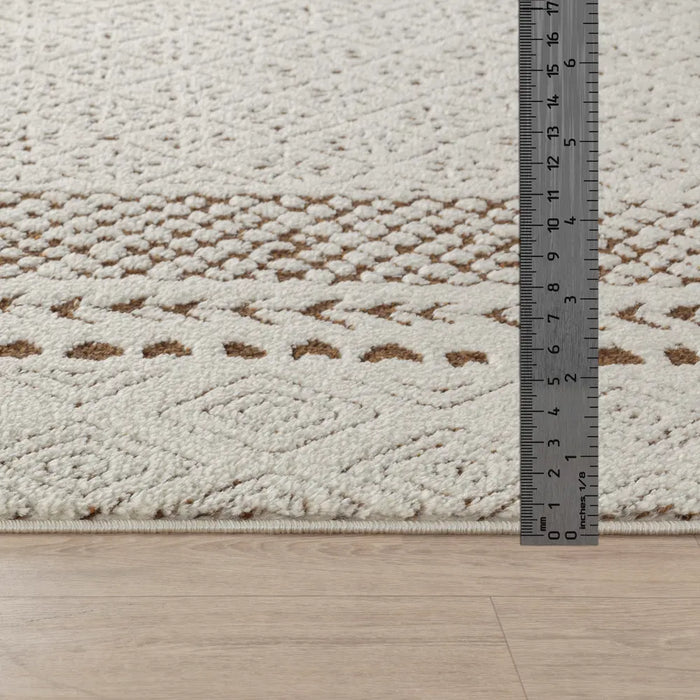 AMBRE Scandi Modern High Pile Ivory/Brown Rug