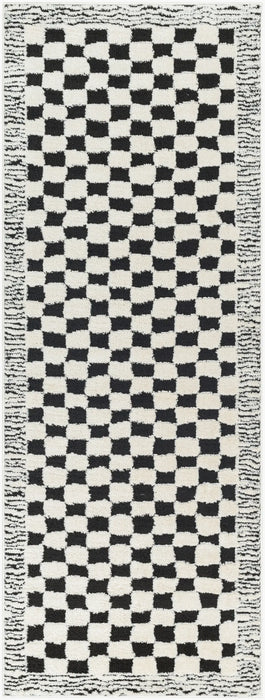EKTA Scandi Modern High Pile Ivory/Black Checkered Rug