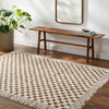 EKTA Scandi Modern High Pile Ivory/Brown Checkered Rug