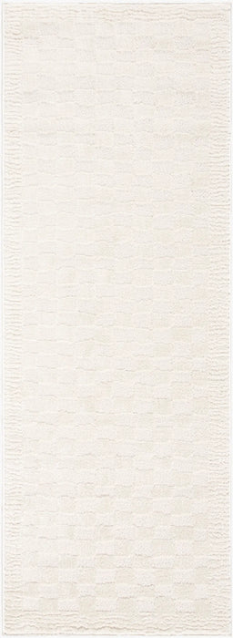EKTA Scandi Modern High Pile Ivory/Off-White Checkered Rug