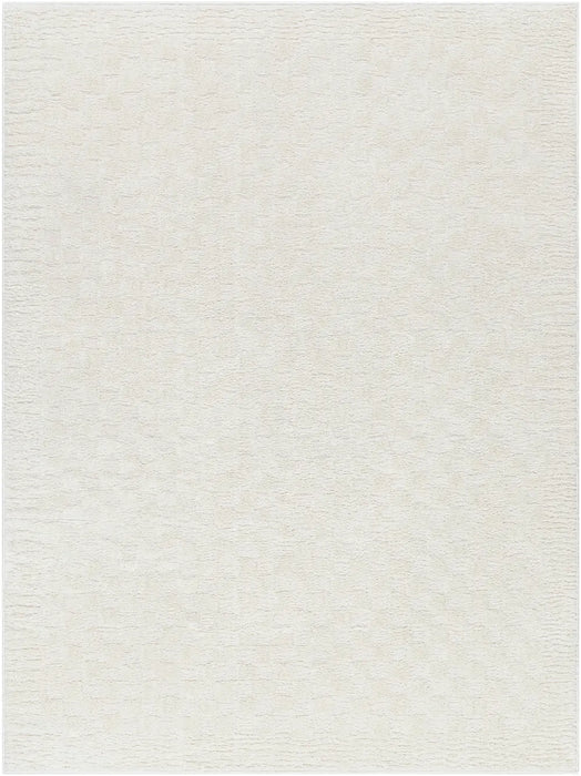 EKTA Scandi Modern High Pile Ivory/Off-White Checkered Rug