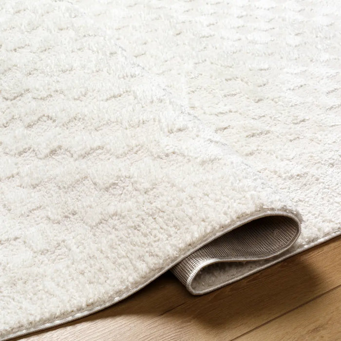 EKTA Scandi Modern High Pile Ivory/Off-White Checkered Rug