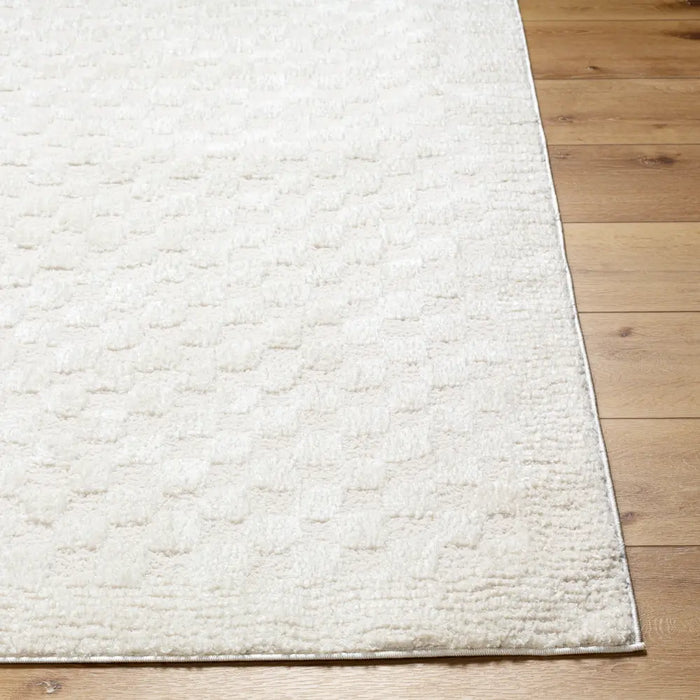 EKTA Scandi Modern High Pile Ivory/Off-White Checkered Rug