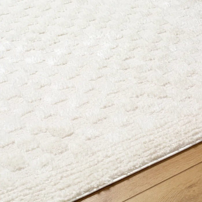 EKTA Scandi Modern High Pile Ivory/Off-White Checkered Rug