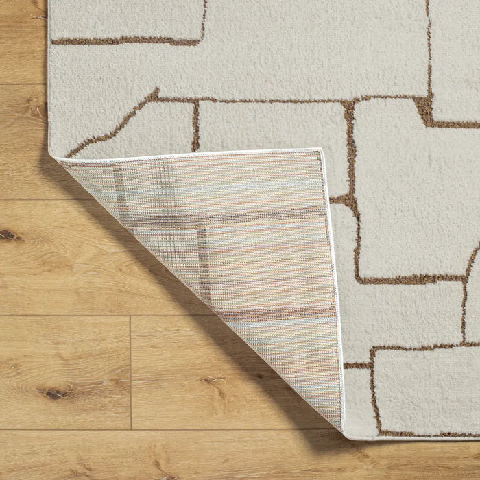 ALMA Scandi Modern High Pile Ivory/Brown Rug