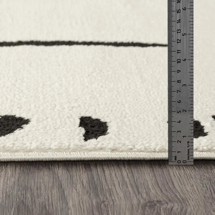 RITA Scandi Modern High Pile Ivory/Black Rug