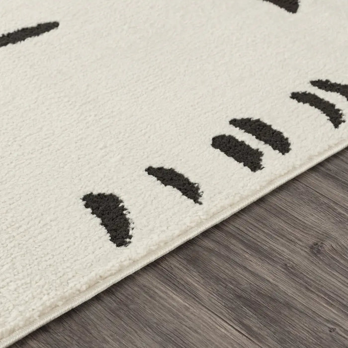 RITA Scandi Modern High Pile Ivory/Black Rug