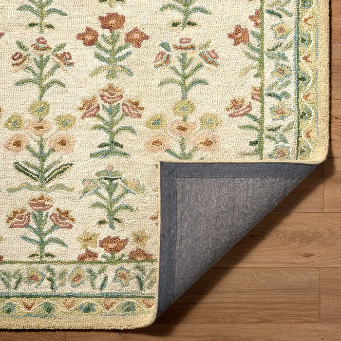 Fairfax Hand Tufted Green Beige Pink Wool Global Living Dining Bedroom FFX2300 Rug
