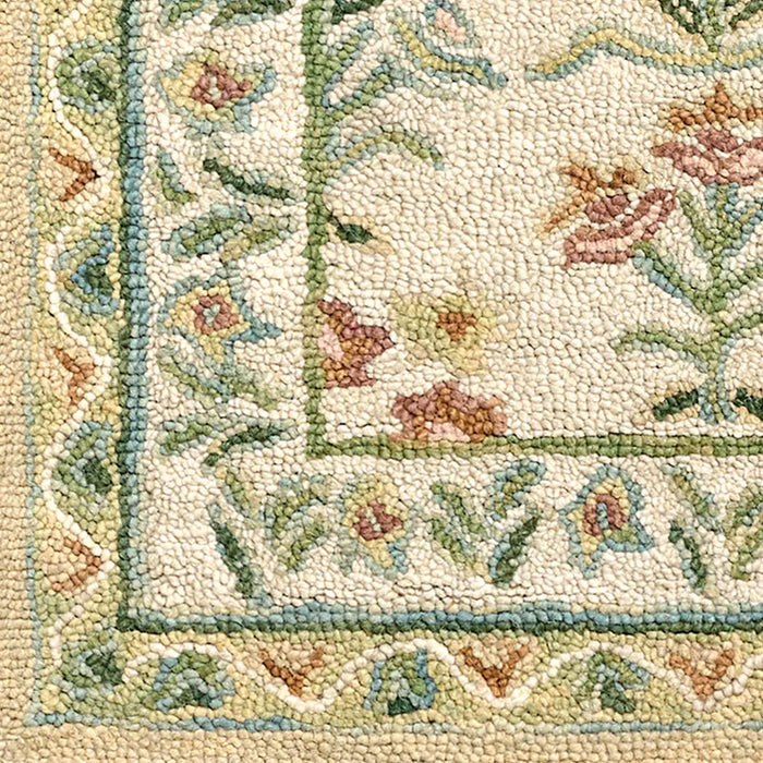 Fairfax Hand Tufted Green Beige Pink Wool Global Living Dining Bedroom FFX2300 Rug