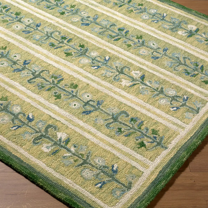 Fairfax Hand Tufted Green Beige Blue Wool Global Living Dining Bedroom FFX2301 Rug