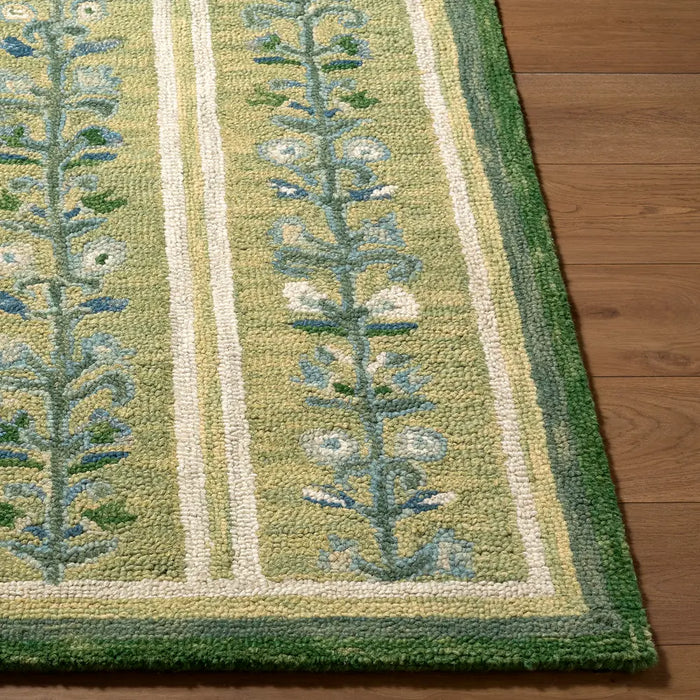 Fairfax Hand Tufted Green Beige Blue Wool Global Living Dining Bedroom FFX2301 Rug