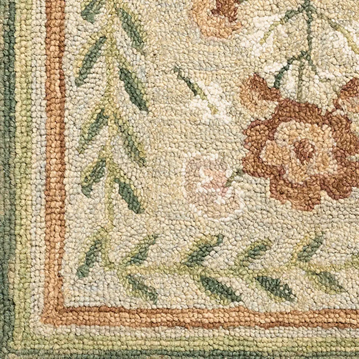 Fairfax Hand Tufted Green Beige Pink Wool Global Living Dining Bedroom FFX2302 Rug
