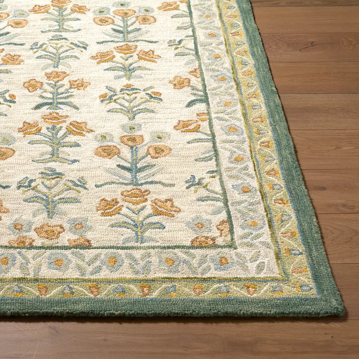 Fairfax Hand Tufted Yellow Green Beige Pink Wool Global Living Dining Bedroom FFX2303 Rug