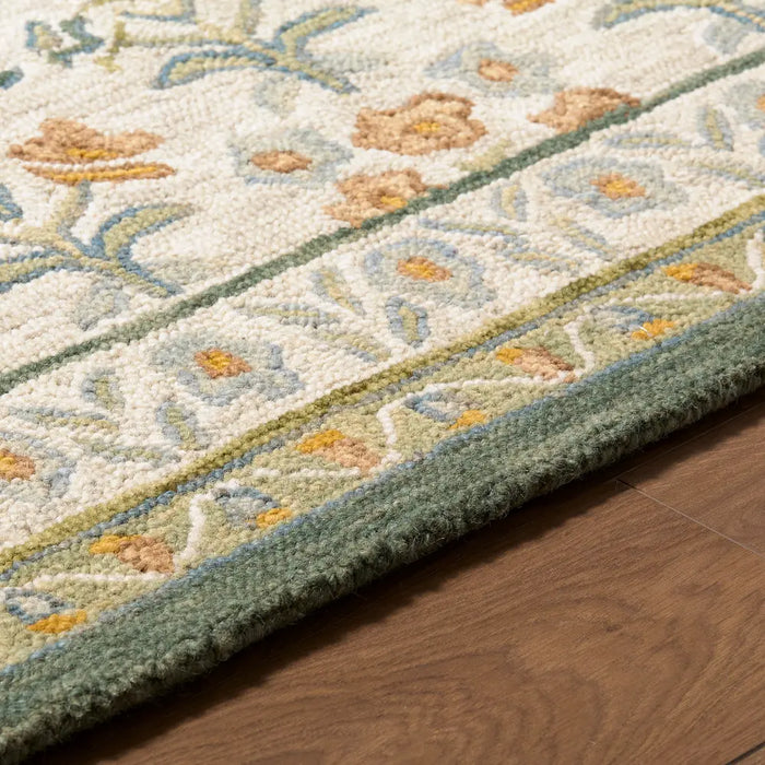 Fairfax Hand Tufted Yellow Green Beige Pink Wool Global Living Dining Bedroom FFX2303 Rug