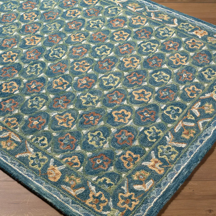 Fairfax Hand Tufted Blue Beige Pink Wool Global Living Dining Bedroom FFX2304 Rug