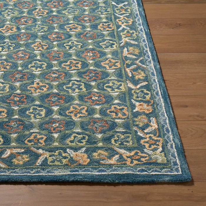 Fairfax Hand Tufted Blue Beige Pink Wool Global Living Dining Bedroom FFX2304 Rug