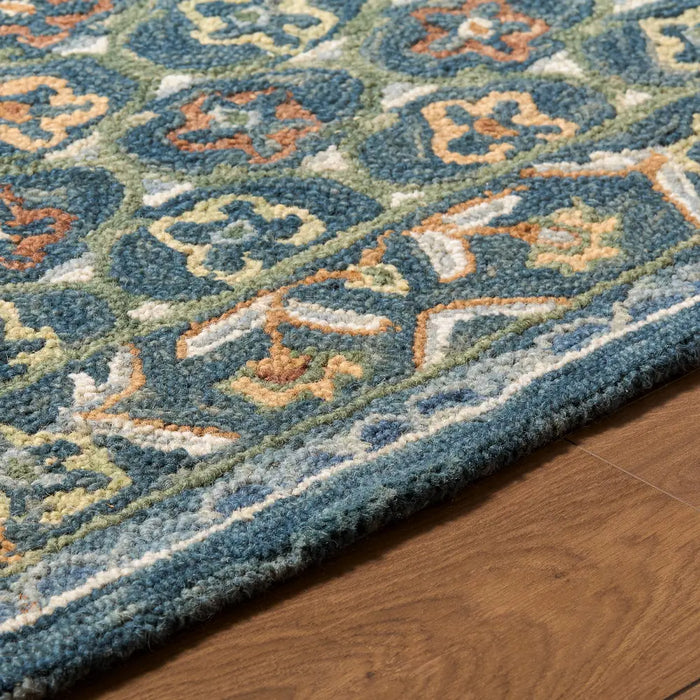 Fairfax Hand Tufted Blue Beige Pink Wool Global Living Dining Bedroom FFX2304 Rug