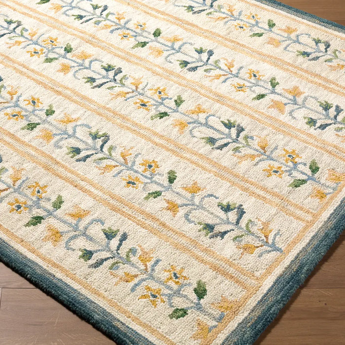 Fairfax Hand Tufted Beige Blue Yellow Wool Global Living Dining Bedroom FFX2305 Rug