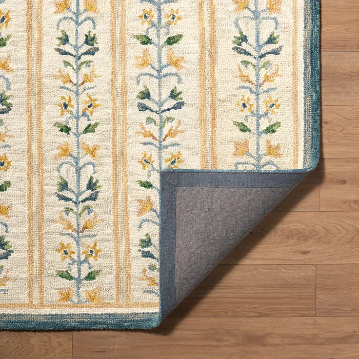 Fairfax Hand Tufted Beige Blue Yellow Wool Global Living Dining Bedroom FFX2305 Rug