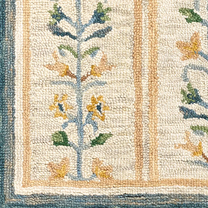 Fairfax Hand Tufted Beige Blue Yellow Wool Global Living Dining Bedroom FFX2305 Rug