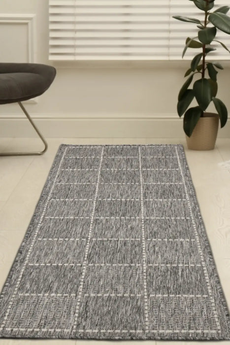 FLATWEAVE GEL CHECK STEEL GREY