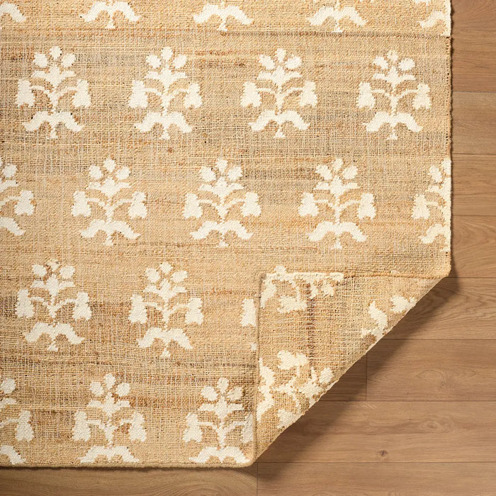Fiorina Hand Woven Beige Ivory Jute Wool Modern Living Dining Bedroom FON2300 Rug