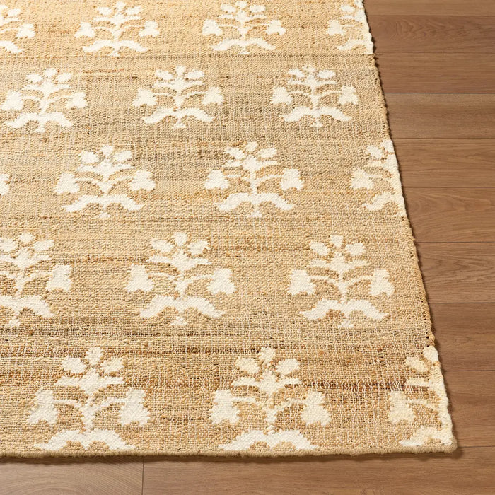 Fiorina Hand Woven Beige Ivory Jute Wool Modern Living Dining Bedroom FON2300 Rug