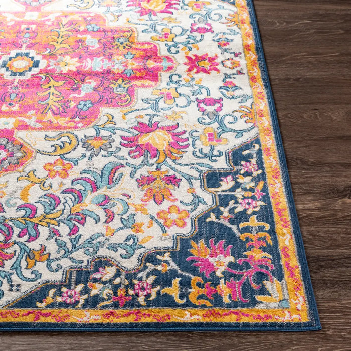 CHINU Vintage Traditional Oriental Boho Bright Pink Rug